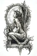 fairy/goddess curled within an open ribcage trapping her like a canyon unable to climb.  tattoo design idea