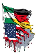 the irish, german, and italian flag dripping into the american flag tattoo design idea