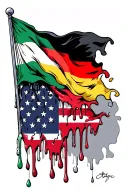 the irish, german, and italian flag dripping into the american flag tattoo design idea