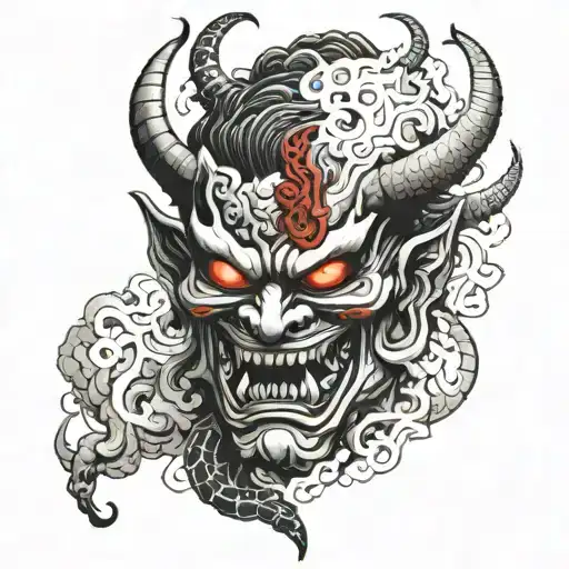 susanoo oni mask tattoo design idea