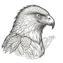 falcon head in center of mountain ridge tattoo design idea