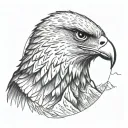 falcon head in center of mountain ridge tattoo design idea