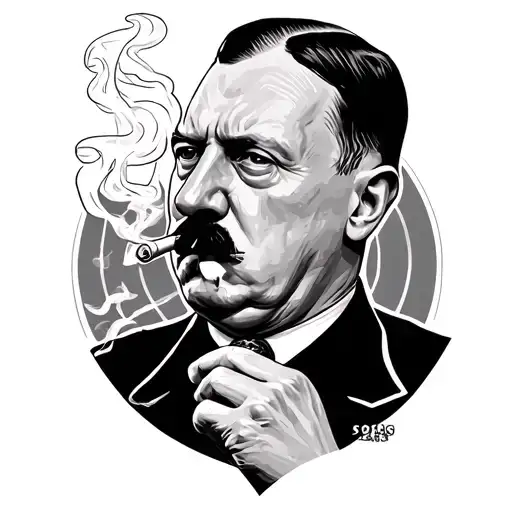 Hitler smoking a joint tattoo design idea