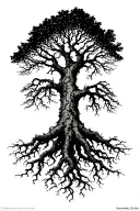 tree roots spreading across tattoo design idea