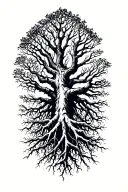 tree roots spreading across tattoo design idea
