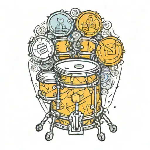A drum set made out of various coins symbolizing financial success tattoo design idea