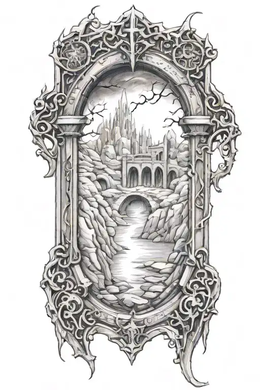 Gate of Moria, with ‘family and loyalty’ in elven script tattoo design idea