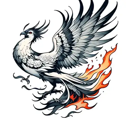 phoenix rising from flames tattoo design idea