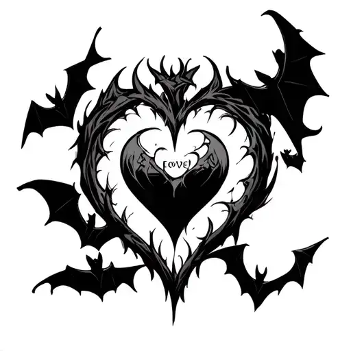gaara love symbol surrounded by bats tattoo design idea