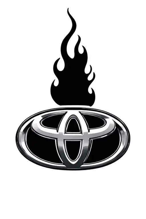 Twin Flames intertwined into the Toyota emblem integrated tattoo design idea