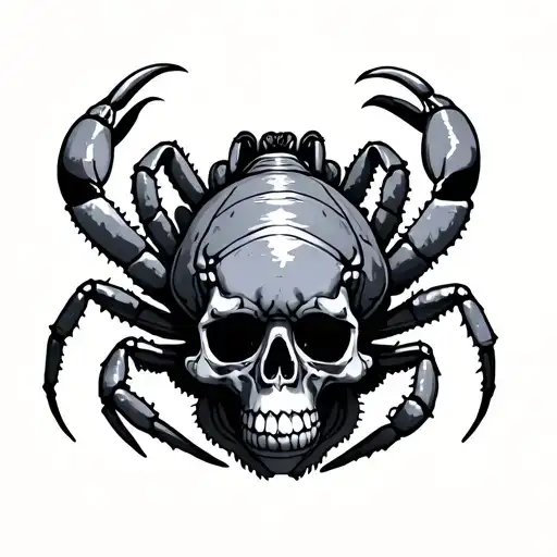 hermit crab in skull tattoo design idea
