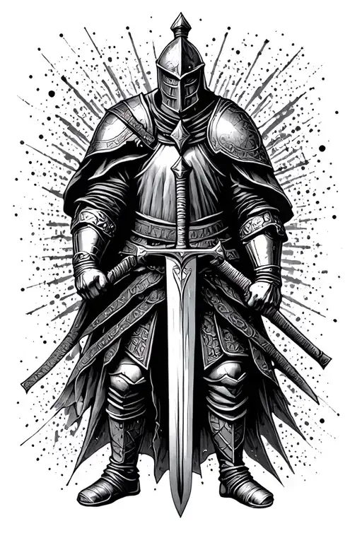 knight holding a sword tattoo design idea