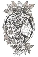 Alexander the Great a loin and a daisy flower tattoo design idea
