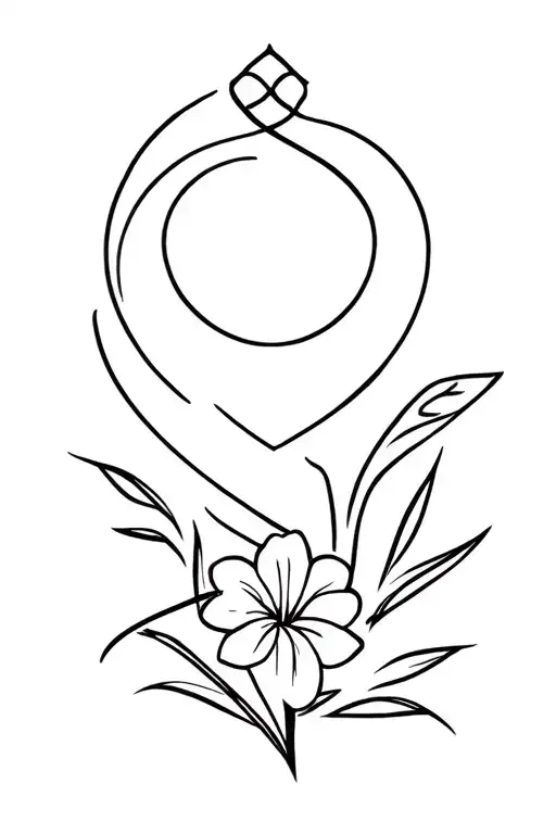shanti symbol integrated with unconditional love symbol and freesia flower tattoo design idea