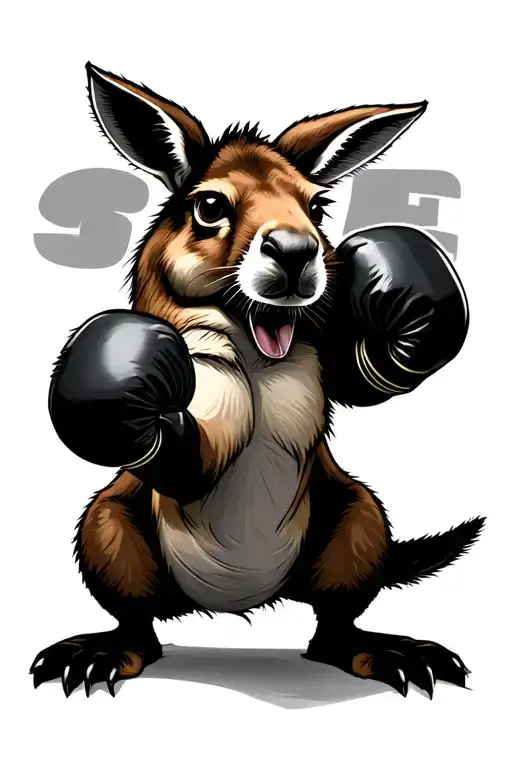 fighting kangaroo with boxing gloves tattoo design idea