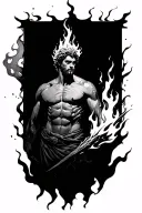 prometheus with fire flames tattoo design idea