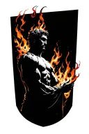 prometheus with fire flames tattoo design idea