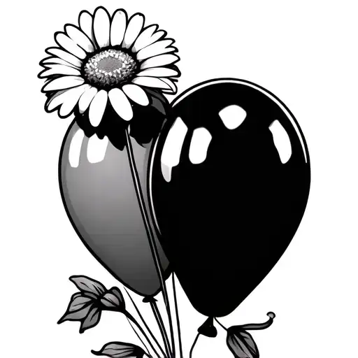 daisy flower tied to a balloon  tattoo design idea