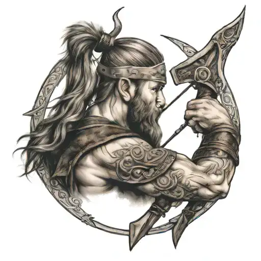 Viking inspired sagittarius archer tattoo design idea