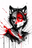 woman face morphing to wolf tattoo design idea