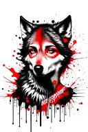 woman face morphing to wolf tattoo design idea