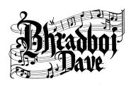 Bhadboi Dave written in old English with musical notes tattoo design idea