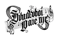 Bhadboi Dave written in old English with musical notes tattoo design idea