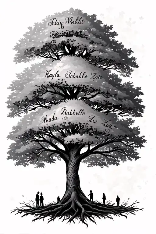 Family Tree With Names Kayla Isabelle Madi Zoe tattoo design idea