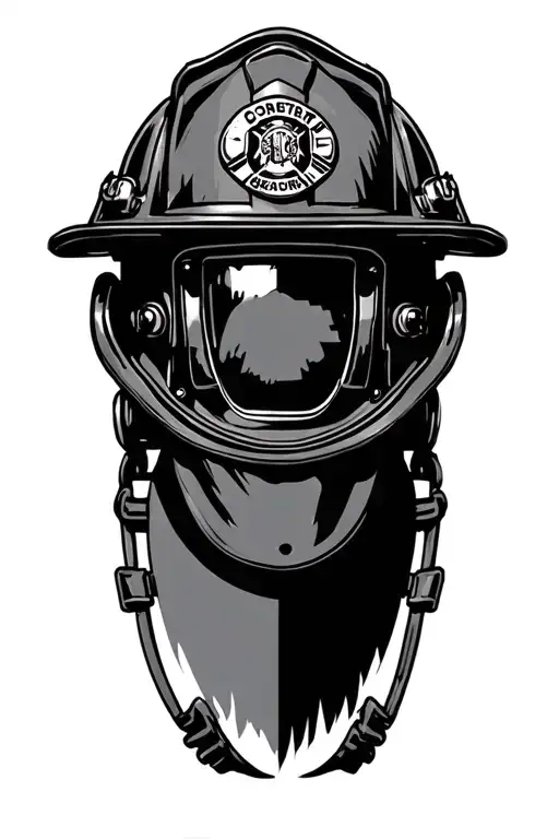 firefighter helmet hanging tattoo design idea
