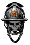 firefighter helmet hanging tattoo design idea