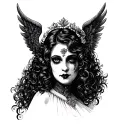 Sicilian Trinacria with the face of actress Mary Philbin from The Phantom of The Opera Black wings symbolizing German b tattoo design idea