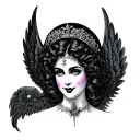 Sicilian Trinacria with the face of actress Mary Philbin from The Phantom of The Opera Black wings symbolizing German b tattoo design idea