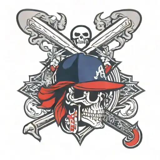 Atlanta Braves A with Skull tattoo design idea