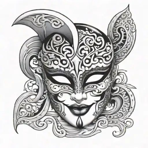 Broken smiling venetian mask tattoo idea tattoo design idea