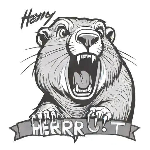 Screaming Cartoon Marmot With "henry!?" written  underneath tattoo tattoo design idea