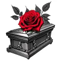 red rose with casket tattoo design idea