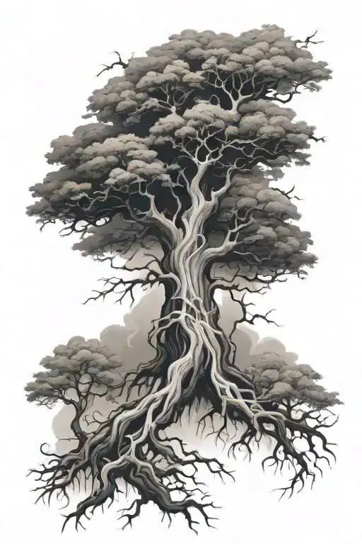 i want a half sleeve on my right arm with a poison tree with intertwined roots and roots that look like lightning going  tattoo design idea
