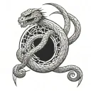 Metallica m logo with snake around it  tattoo design idea