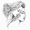 A beautiful feminine shemale intertwined with a submissive young woman  tattoo design idea