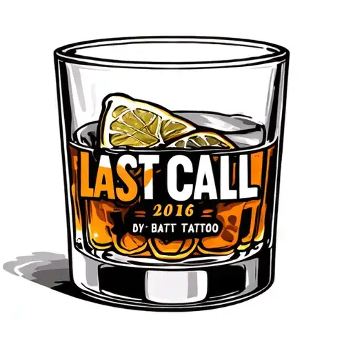 whiskey glass last call 2016 tattoo design idea