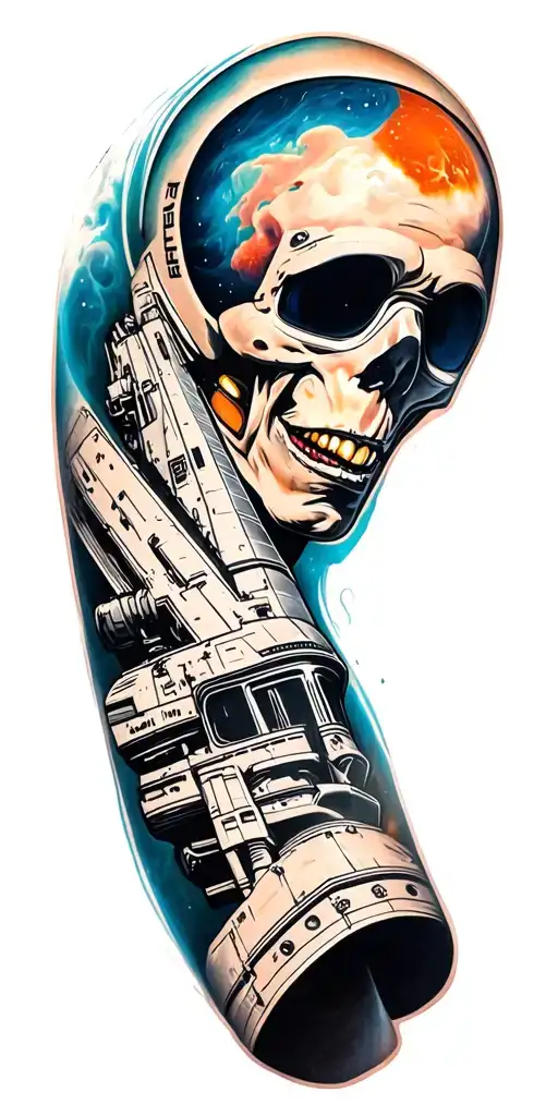 starship love tattoo design idea