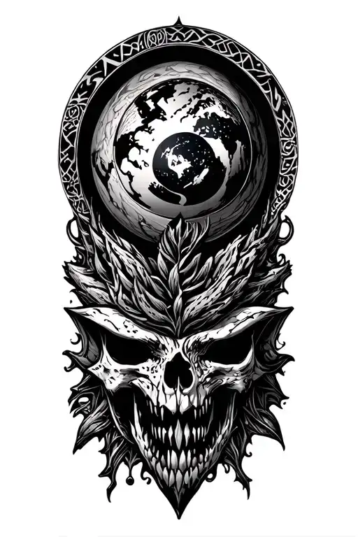 detailed Nordic symbolism earth cancer tattoo design idea