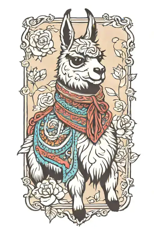 llama knitting a blanket tattoo design idea