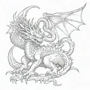 dragon and monkey playing tattoo design idea