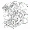 dragon and monkey playing tattoo design idea