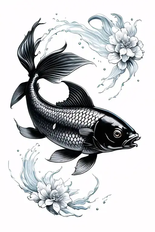 carp koi black tattoo design idea