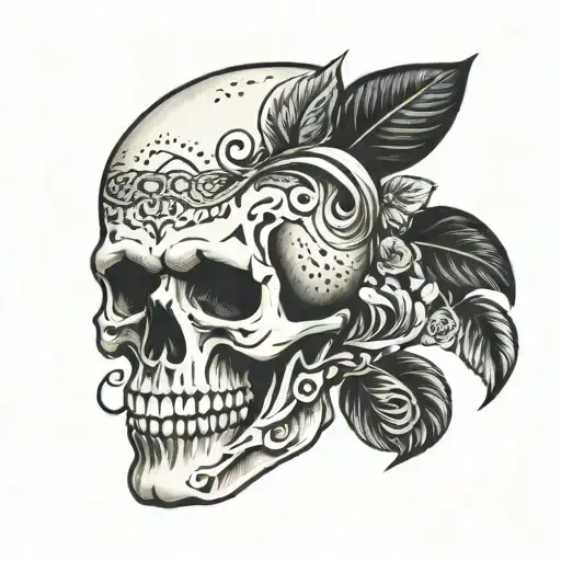 half human half skull tattoo design idea