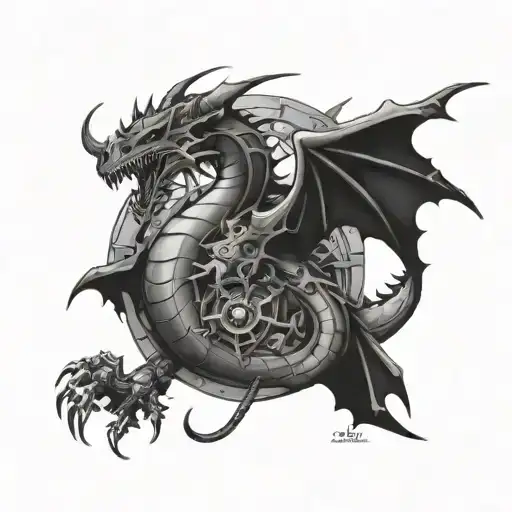 mechanicus dragon warhammer 40k universe tattoo design idea