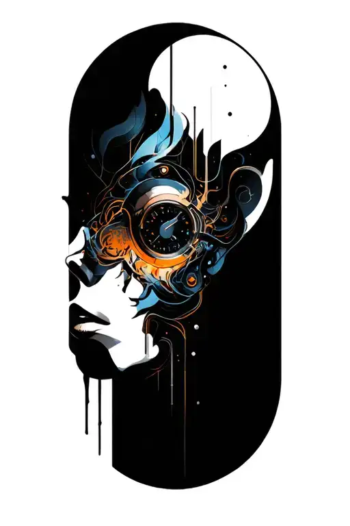 automation machine surrounded by intricate tattoo design idea