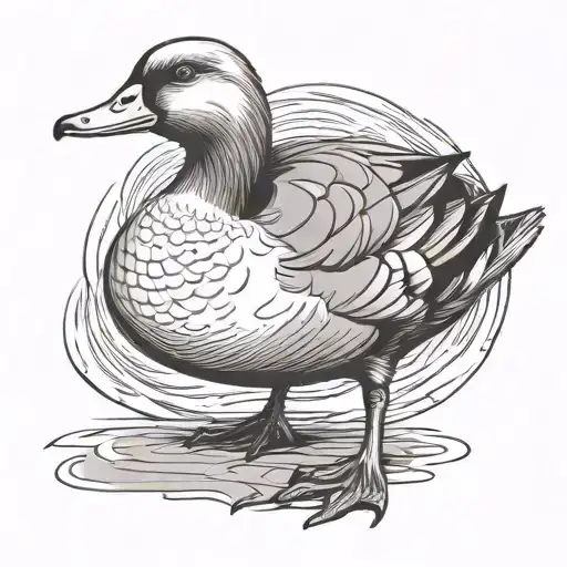 angry duck standing tattoo design idea